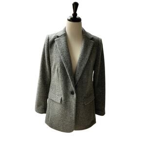 NWOT Loft Dark/Light Gray Loose Fitting Blazer Jacket Size 4P